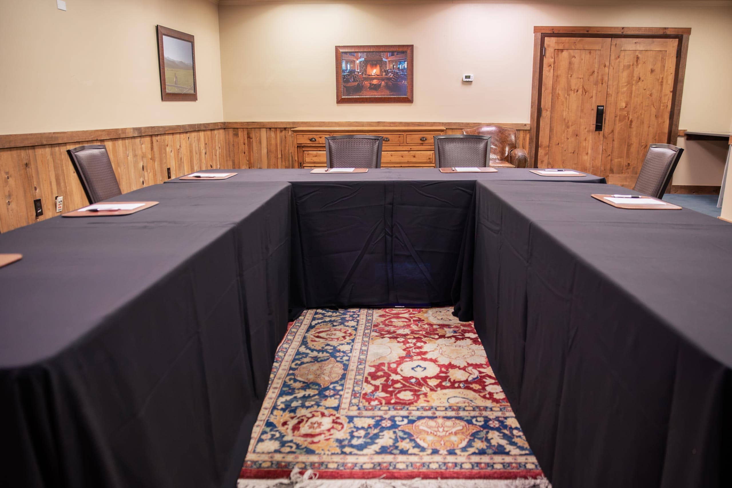 Conference room at Devil's Thumb Ranch Resort & Spa with U-shaped table setup.