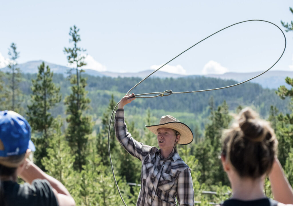 Wrangler demonstrates roping skills